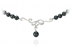 6-9mm AA Quality Japanese Akoya Cultured Pearl Necklace in Almira Black