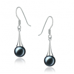 7-8mm AA Quality Japanese Akoya Cultured Pearl Earring Pair in Sandra Black