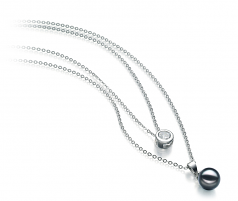 7-8mm AA Quality Japanese Akoya Cultured Pearl Necklace in Ramona Black