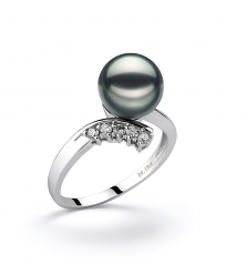 8-9mm AA Quality Japanese Akoya Cultured Pearl Ring in Grace Black