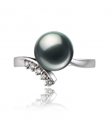 8-9mm AA Quality Japanese Akoya Cultured Pearl Ring in Grace Black