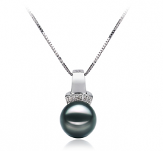 8-9mm AAA Quality Japanese Akoya Cultured Pearl Pendant in Vivian Black