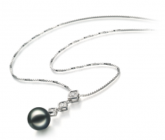 8-9mm AAA Quality Japanese Akoya Cultured Pearl Set in Rozene Black