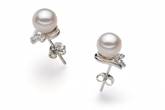 6-7mm AA Quality Japanese Akoya Cultured Pearl Earring Pair in Jodie White