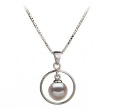 6-7mm AA Quality Japanese Akoya Cultured Pearl Pendant in Trinity White