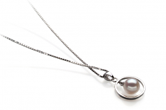 6-7mm AA Quality Japanese Akoya Cultured Pearl Pendant in Trinity White