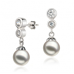 7-8mm AA Quality Japanese Akoya Cultured Pearl Earring Pair in Colleen White