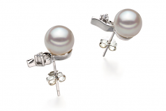 7-8mm AA Quality Japanese Akoya Cultured Pearl Earring Pair in Melissa White