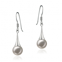 7-8mm AA Quality Japanese Akoya Cultured Pearl Earring Pair in Sandra White