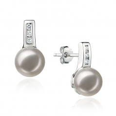 7-8mm AA Quality Japanese Akoya Cultured Pearl Earring Pair in Valery White