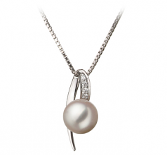 7-8mm AA Quality Japanese Akoya Cultured Pearl Pendant in Destina White
