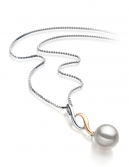 8-9mm AA Quality Japanese Akoya Cultured Pearl Pendant in Pennie White