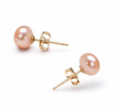 6-7mm AAA Quality Freshwater Cultured Pearl Earring Pair in Pink