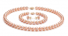 7-8mm AA Quality Freshwater Cultured Pearl Set in Pink