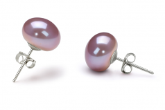 9-10mm AA Quality Freshwater Cultured Pearl Earring Pair in Lavender