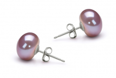 9-10mm AA Quality Freshwater Cultured Pearl Earring Pair in Lavender