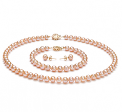 6-7mm AAA Quality Freshwater Cultured Pearl Set in Pink