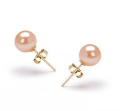 6-7mm AAAA Quality Freshwater Cultured Pearl Earring Pair in Pink