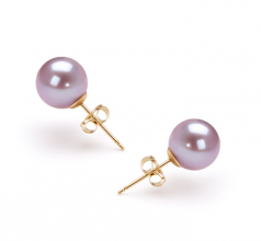 7-8mm AAAA Quality Freshwater Cultured Pearl Earring Pair in Lavender