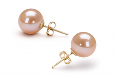 9-10mm AAAA Quality Freshwater Cultured Pearl Earring Pair in Pink