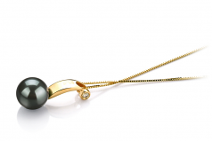 8-9mm AAA Quality Tahitian Cultured Pearl Pendant in Sora Black