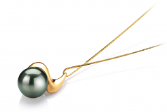 10-10.5mm AAA Quality Tahitian Cultured Pearl Pendant in Dominique Black