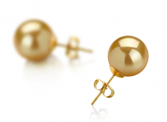 10-11mm AAA Quality South Sea Cultured Pearl Earring Pair in Gold