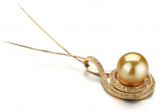 12-13mm AAA Quality South Sea Cultured Pearl Pendant in Catalina Gold