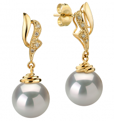 10-11mm AAA Quality South Sea Cultured Pearl Earring Pair in Bianka White