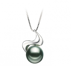 10-10.5mm AAA Quality Tahitian Cultured Pearl Pendant in Dominique Black