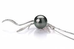 10-10.5mm AAA Quality Tahitian Cultured Pearl Pendant in Florence Black