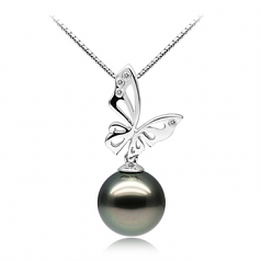 11-12mm AAA Quality Tahitian Cultured Pearl Pendant in Butterfly Black
