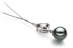 8-9mm AAA Quality Tahitian Cultured Pearl Pendant in Cora Black