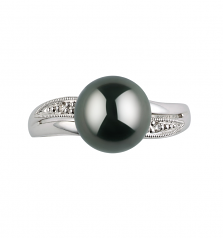 8-9mm AAA Quality Tahitian Cultured Pearl Ring in Caroline Black