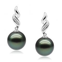 9-11mm AAA Quality Tahitian Cultured Pearl Set in Seductive Black