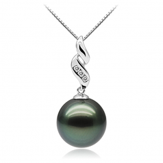 9-11mm AAA Quality Tahitian Cultured Pearl Set in Seductive Black