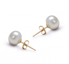7-8mm AAA Quality Freshwater Cultured Pearl Earring Pair in White
