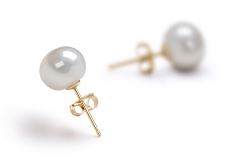 7-8mm AAA Quality Freshwater Cultured Pearl Earring Pair in White