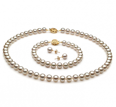 6.5-7mm AAA Quality Japanese Akoya Cultured Pearl Set in White