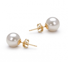 7-8mm AAAA Quality Freshwater Cultured Pearl Earring Pair in White