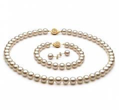 7-8mm AAAA Quality Freshwater Cultured Pearl Set in White