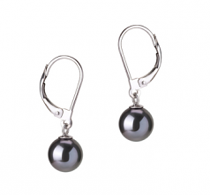 7-8mm AAAA Quality Freshwater Cultured Pearl Earring Pair in Marcella Black