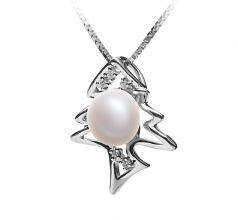 7-8mm AA Quality Freshwater Cultured Pearl Pendant in Fishbone White