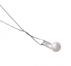 9-10mm AA Quality Freshwater Cultured Pearl Pendant in Hiriko White