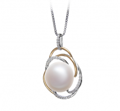 12-13mm AA Quality Freshwater Cultured Pearl Pendant in Zina White