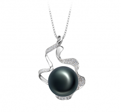 12-13mm AA Quality Freshwater Cultured Pearl Pendant in Oceane Black