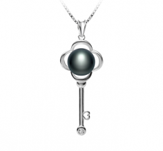 8-9mm AAA Quality Freshwater Cultured Pearl Pendant in Key Black