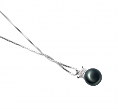 8-9mm AAA Quality Freshwater Cultured Pearl Pendant in Crown Black