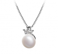 8-9mm AAA Quality Freshwater Cultured Pearl Pendant in Crown White