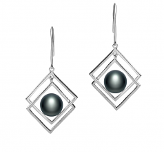 8-9mm AAA Quality Freshwater Cultured Pearl Set in Lilian Black
